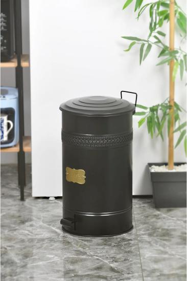30 Litre Metal Pedallı Çöp Kovası Siyah. (iç Kovası Yoktur.)